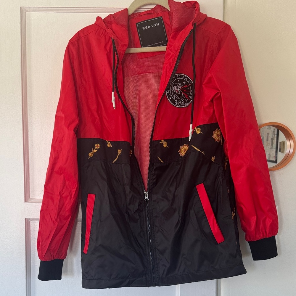 Reason Men’s Red and Black Bomber Jacket